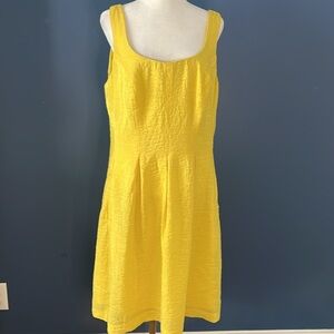 Nine West - sz 14 shimmery bright yellow sleevelss dress with deep u neck & back
